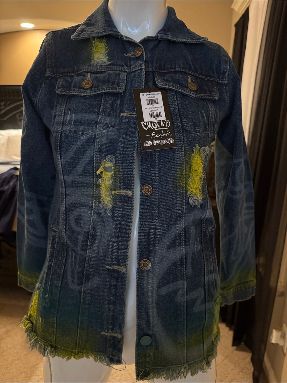 Chola 13 Custom Back Design Denim Jacket Sz XS-S